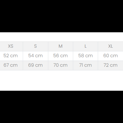 Tabela de tamanhos para camisolas com dimensões em centímetros.