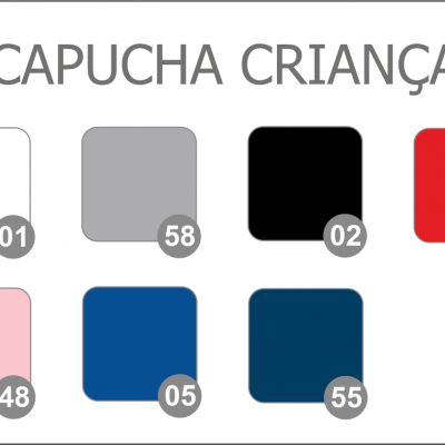 Paleta de cores para capucha criança com sete opções