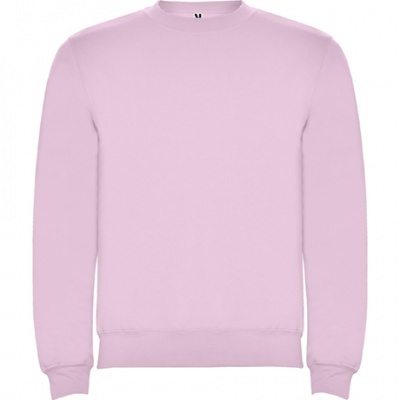 Sweatshirt cor-de-rosa claro com gola redonda e punhos canelados