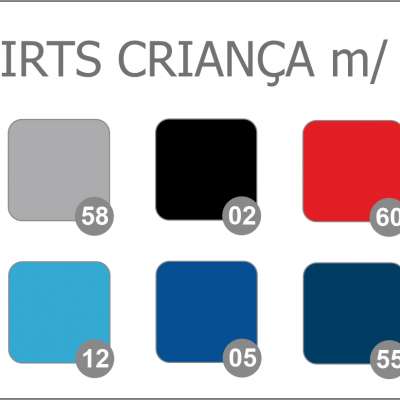 Paleta de cores para t-shirts de criança com cores variadas