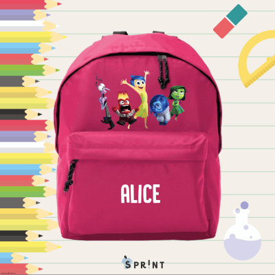 Mochila cor-de-rosa com personagens e nome ALICE