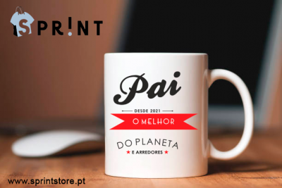 Caneca branca com texto decorativo para pai