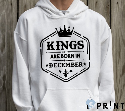Sweatshirt branca com estampa 'KINGS ARE BORN IN DECEMBER'