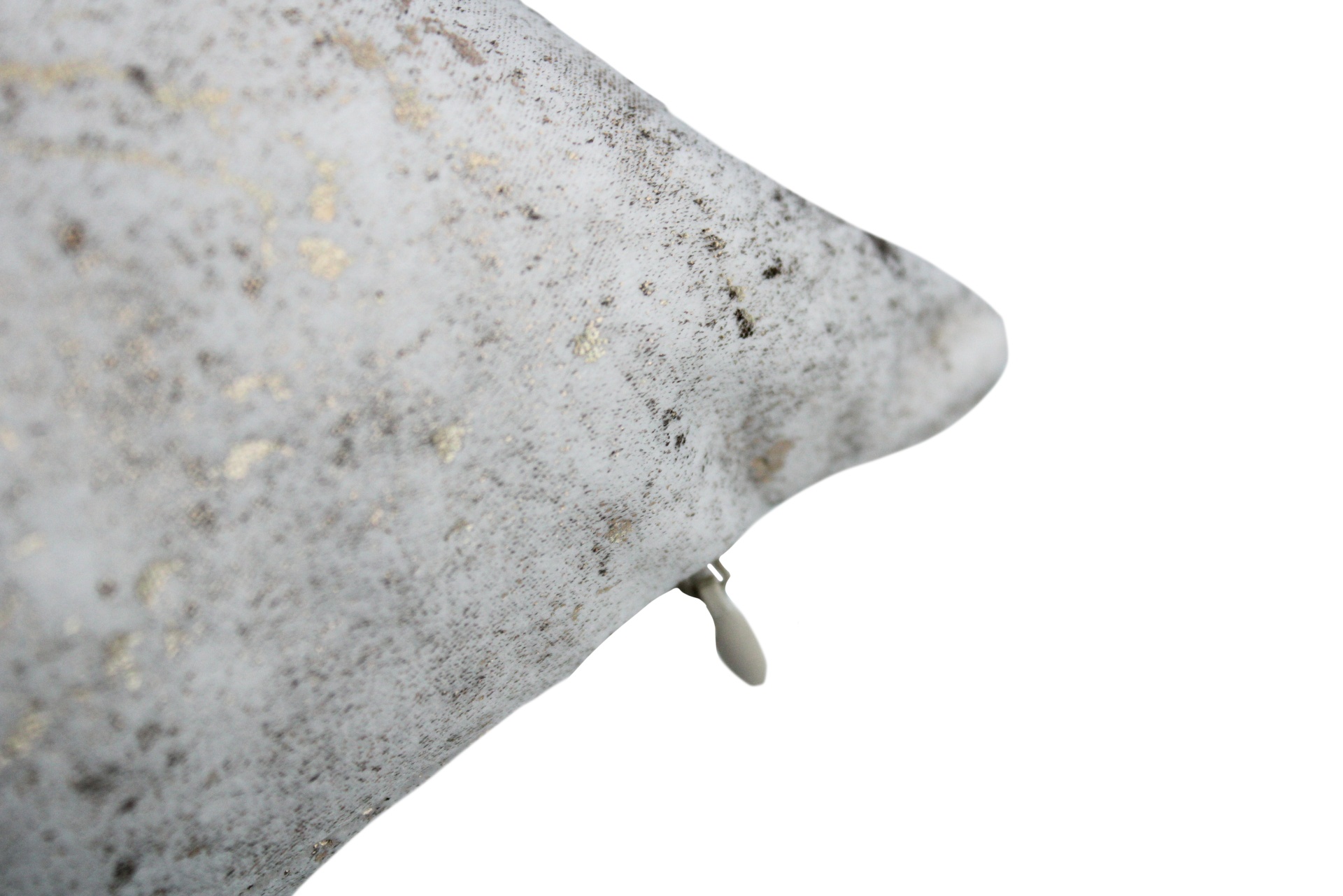 Capa de almofada cinzenta com fecho de correr branco