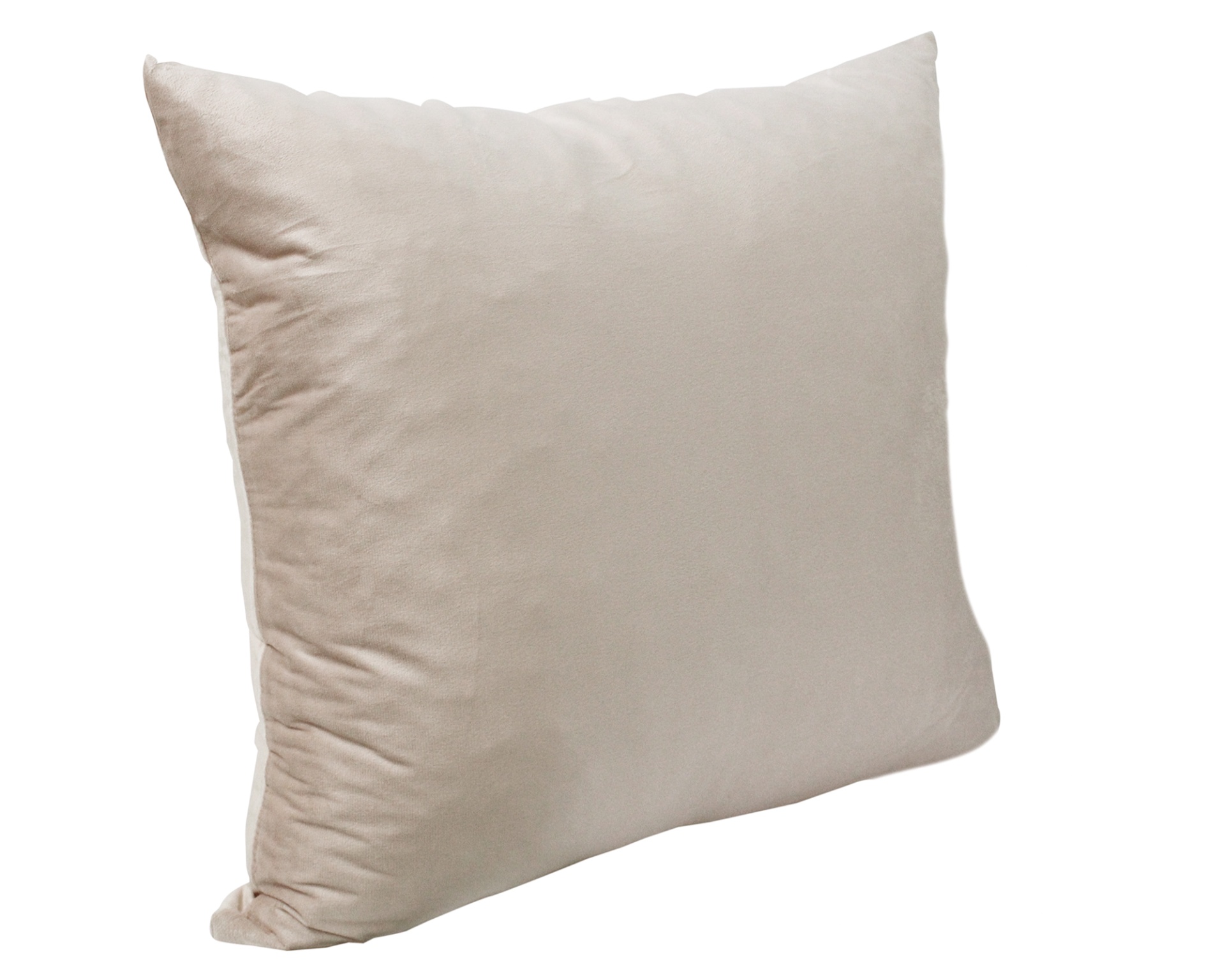 Travesseiro quadrado bege claro com superfície lisa