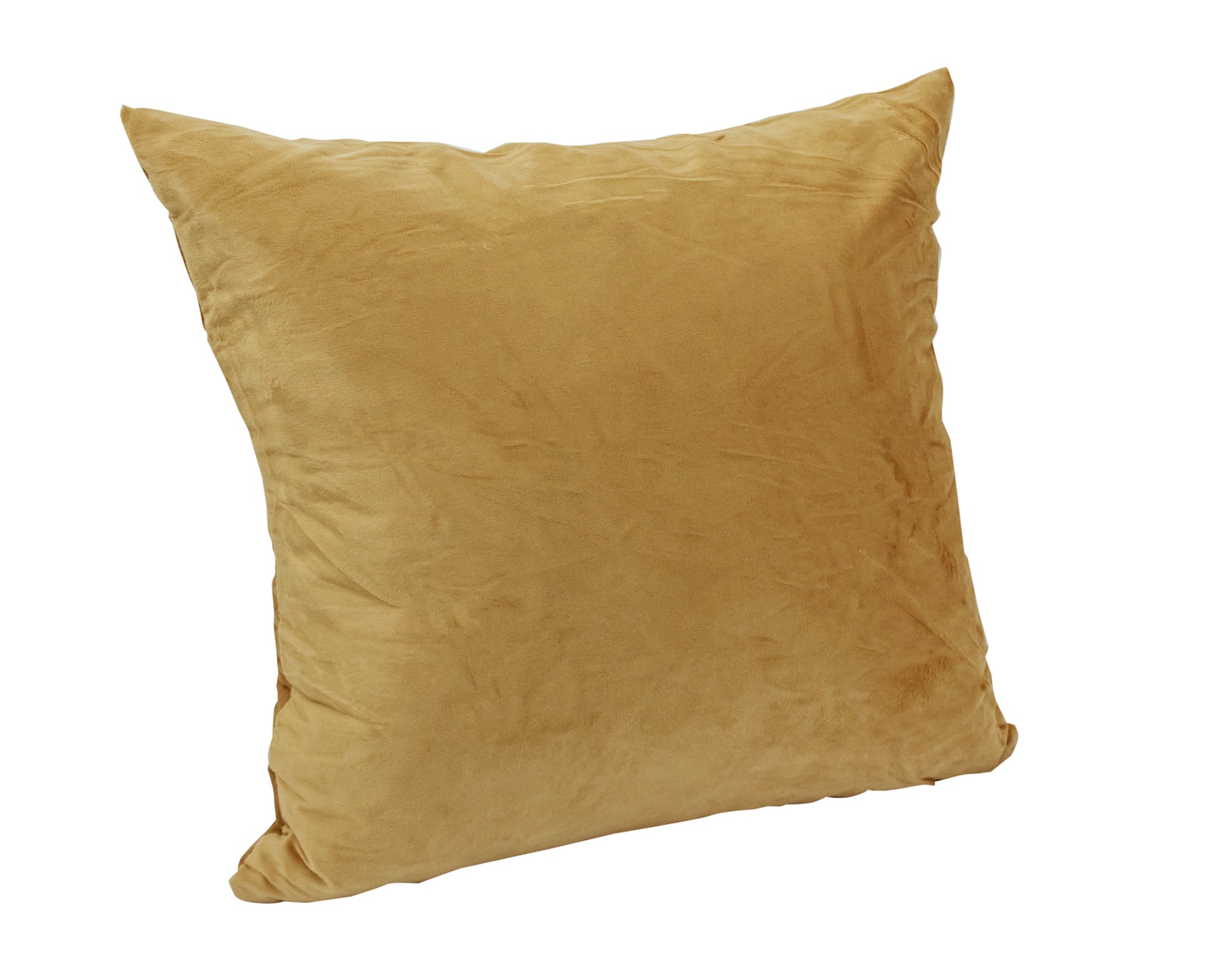 Almofada quadrada castanha clara em tecido aveludado