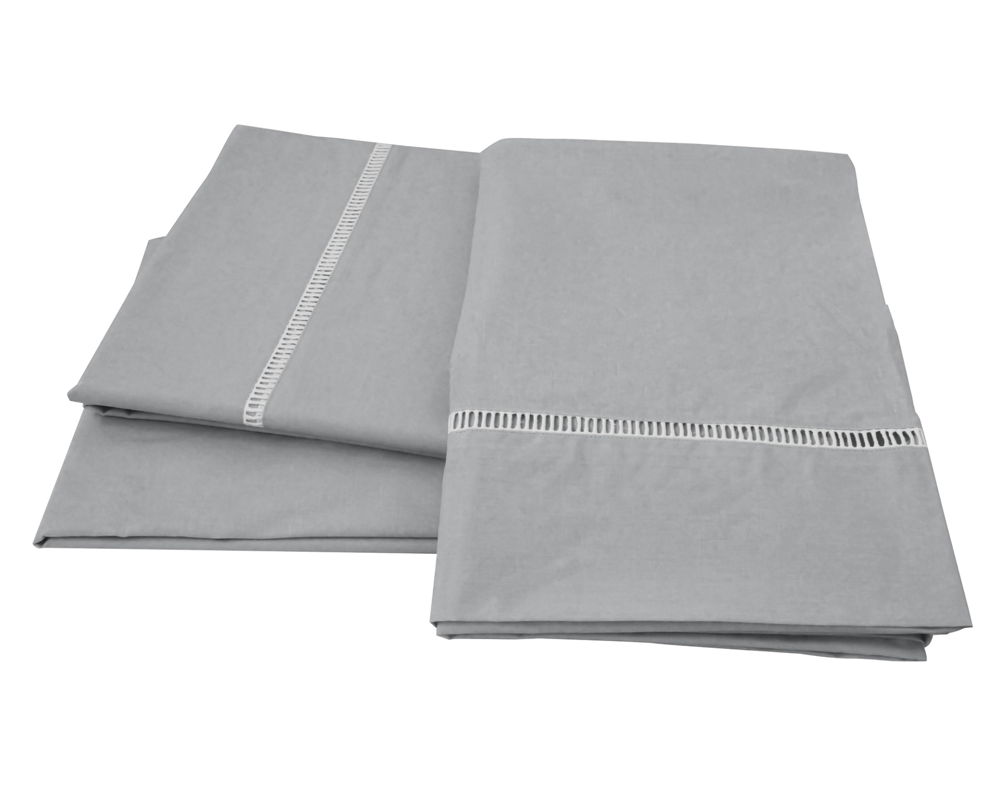 Conjunto de lençóis cinza claro com detalhe decorativo