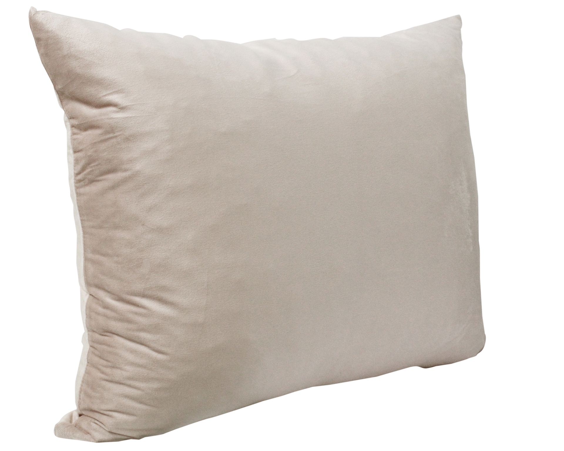 Almofada bege clara retangular em fundo branco