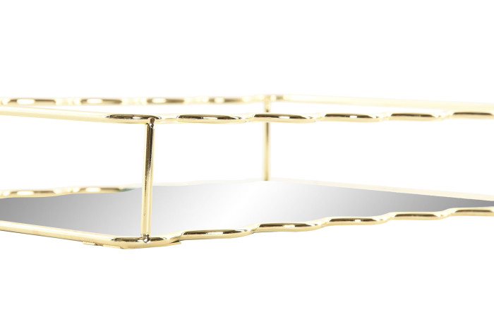 Suporte retangular dourado com base espelhada