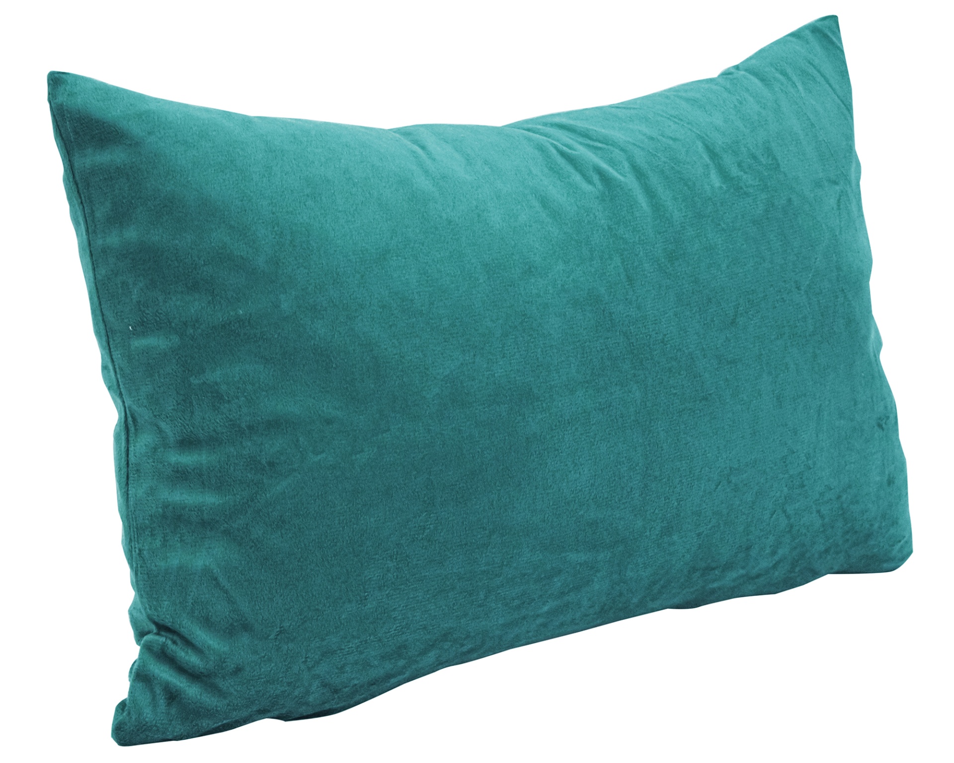 Travesseiro retangular verde turquesa de tecido aveludado