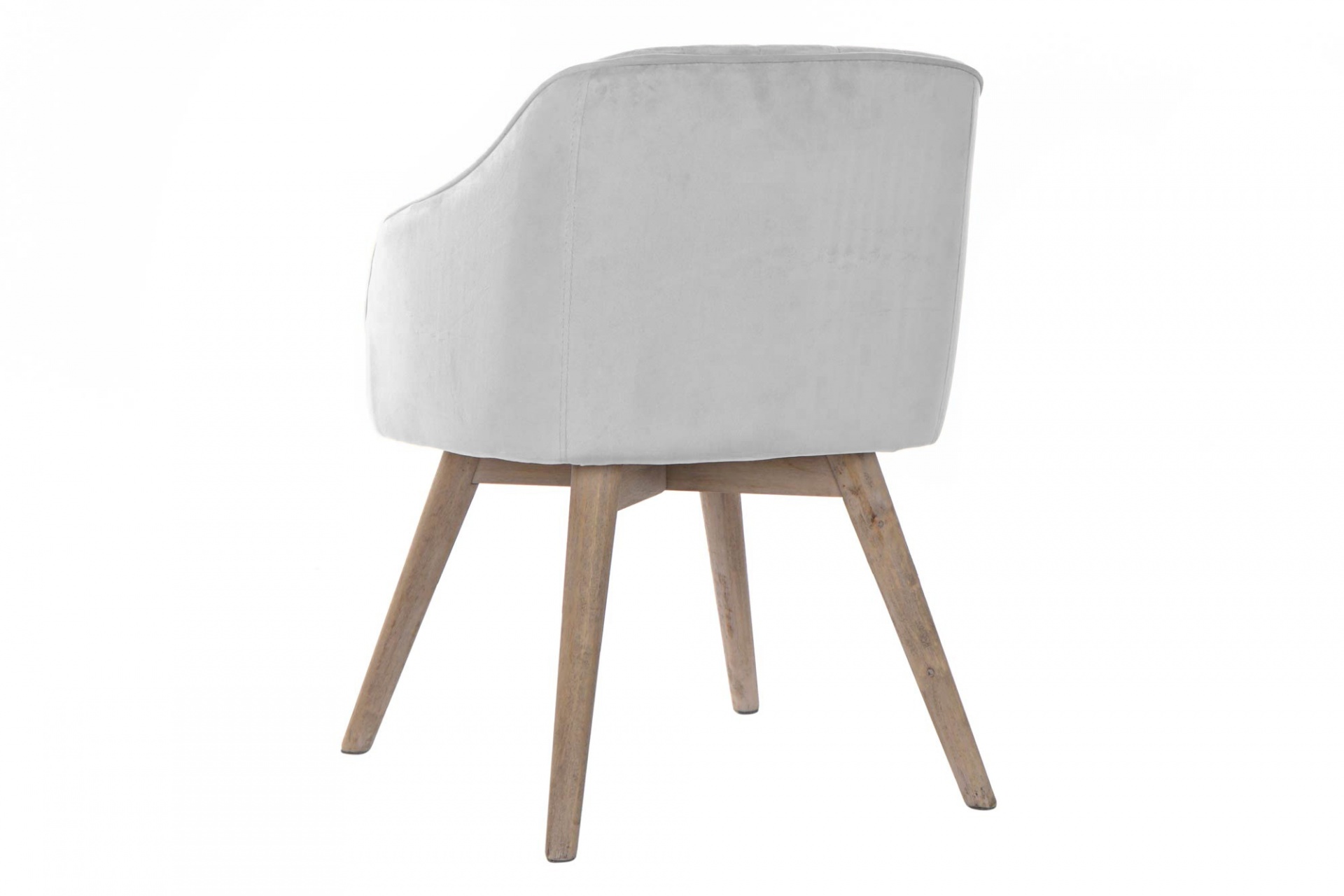 Cadeira estofada cinzenta com pernas em madeira clara