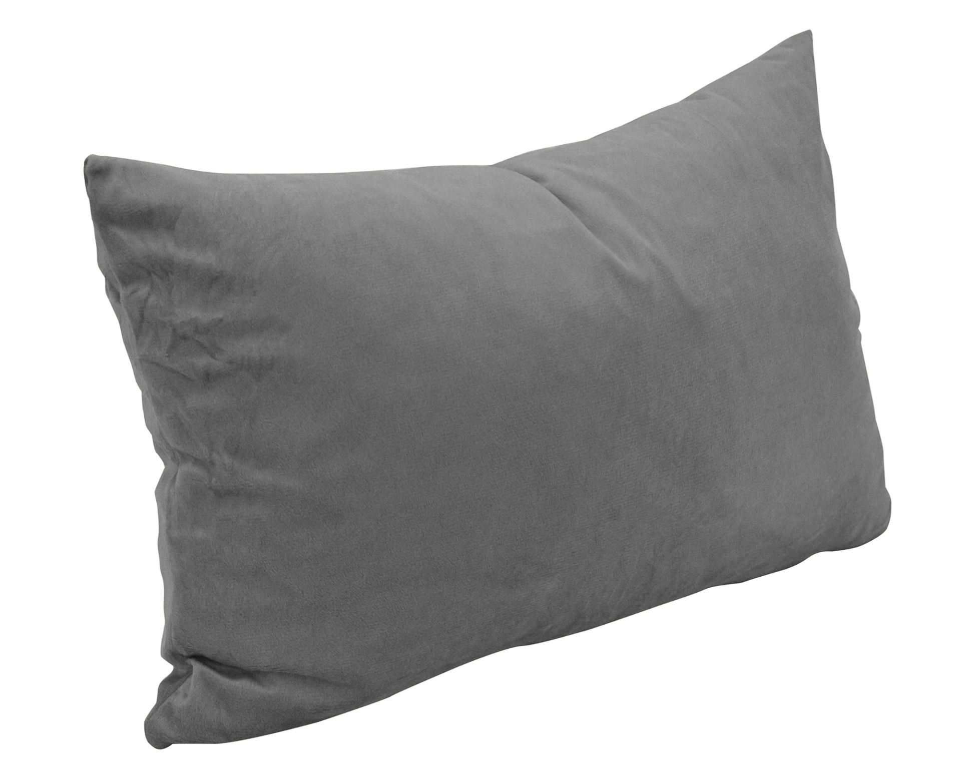 Almofada retangular cinza em tecido de veludo