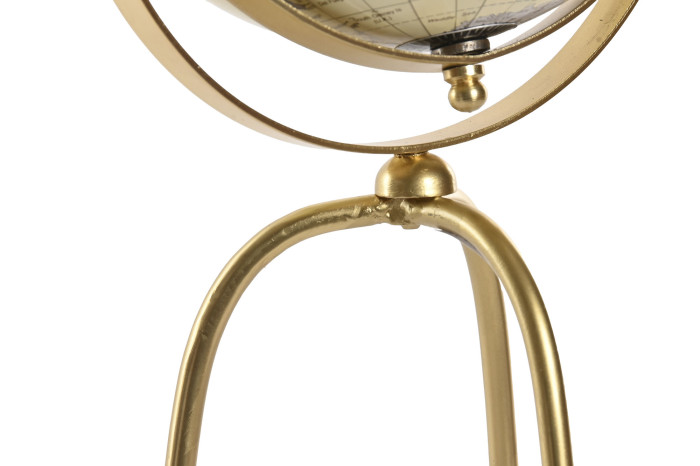 Globo terrestre decorativo dourado com base tripé