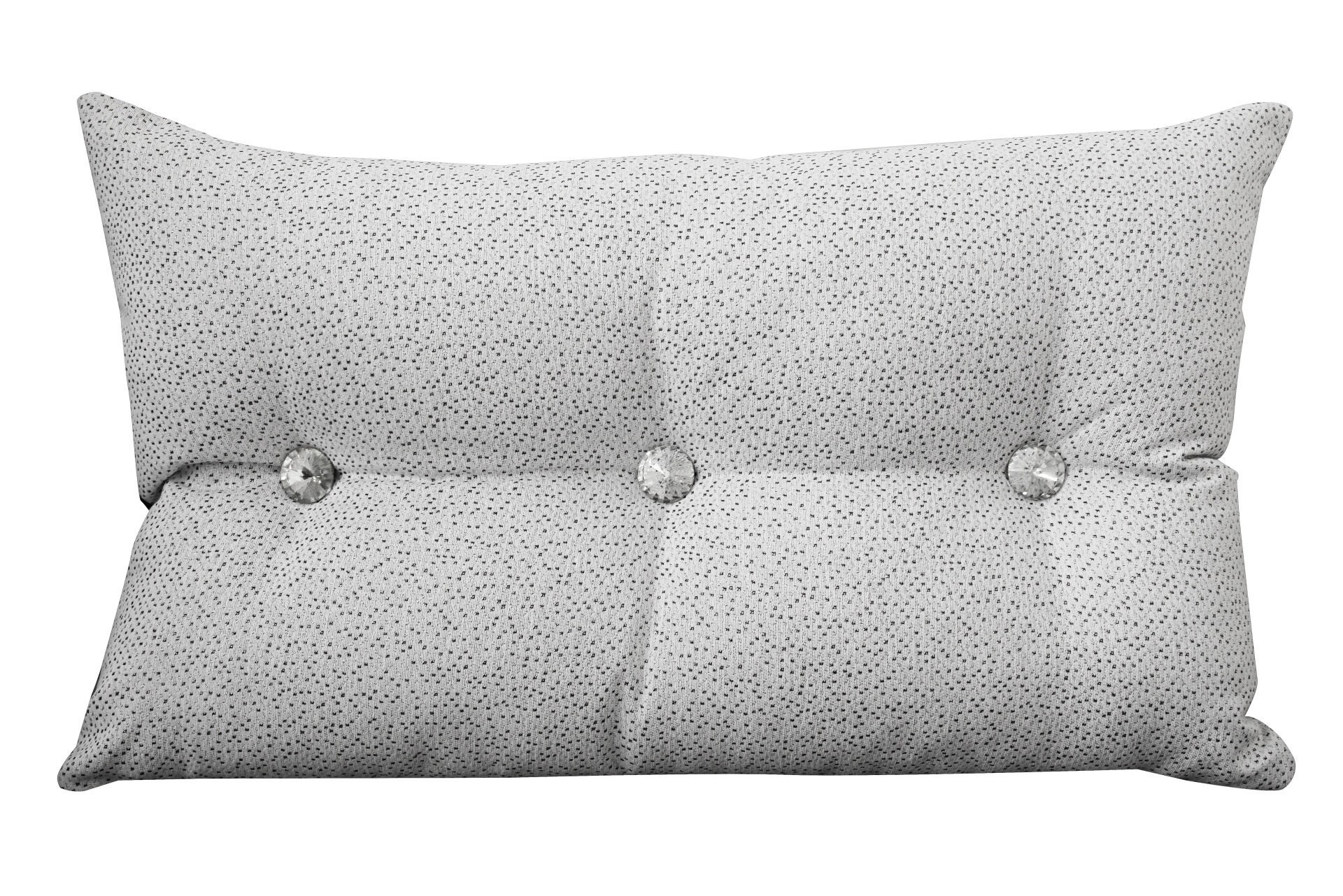 Almofada branca com pontos pretos e botões no centro