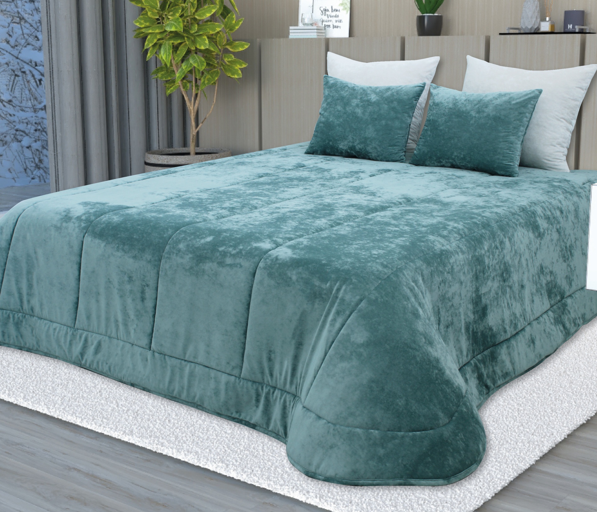 Edredon de veludo Verde