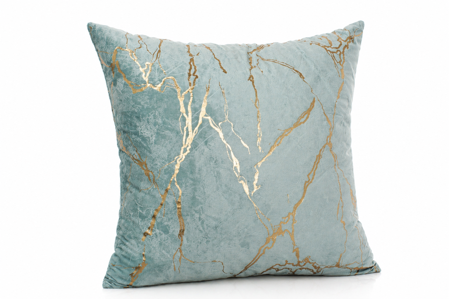 Almofada azul com padrão dourado