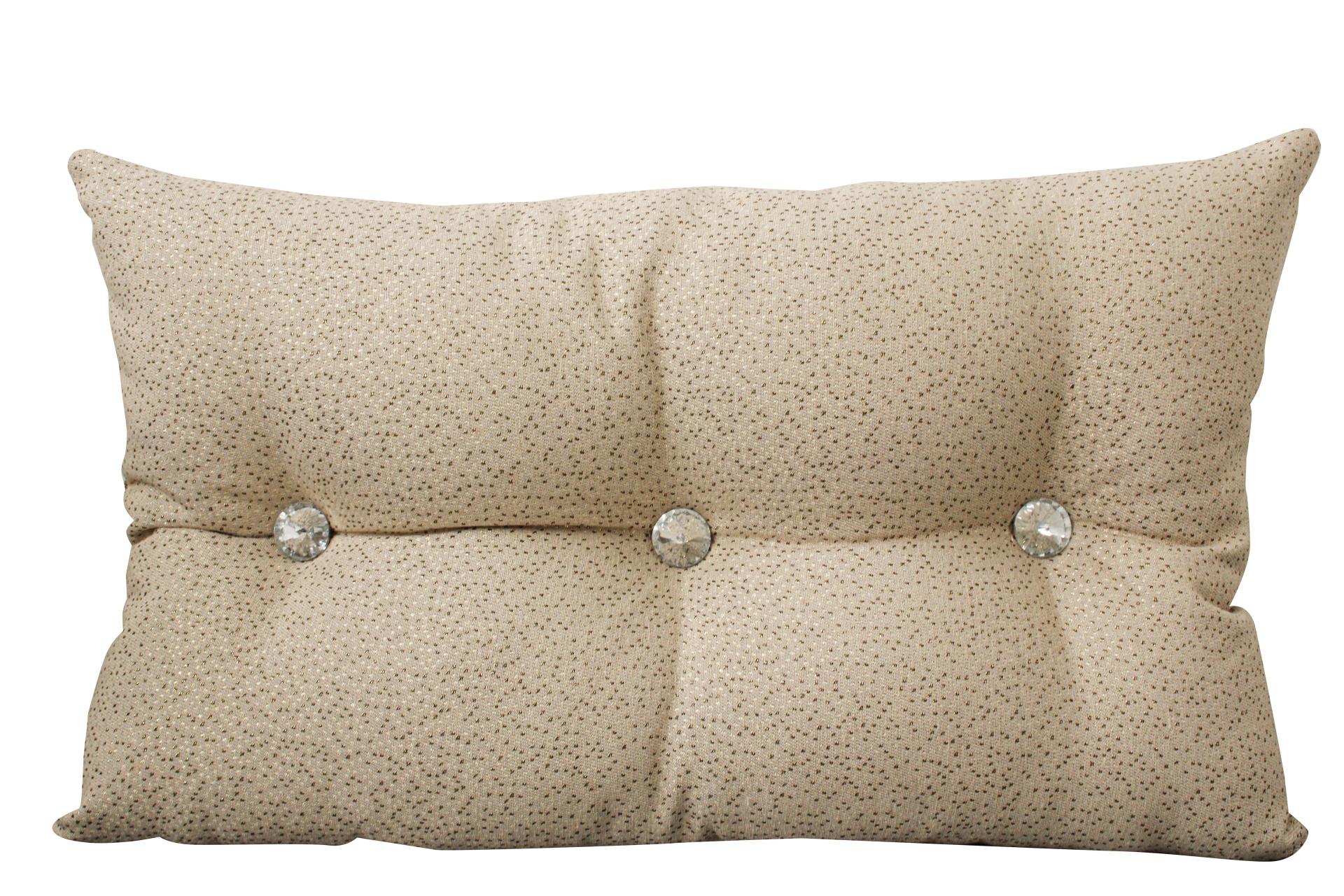 Almofada retangular bege com botões prateados
