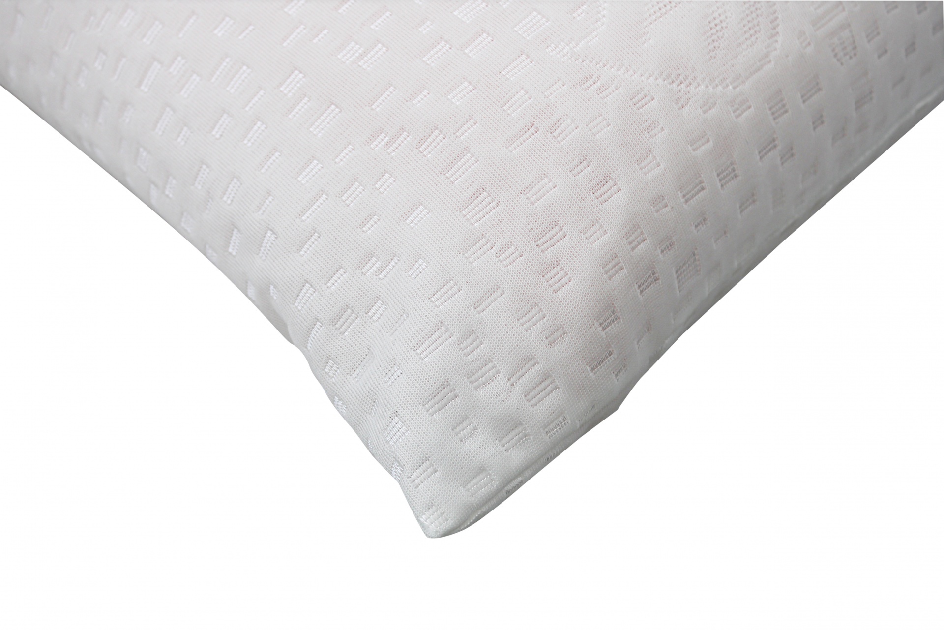 Travesseiro branco com textura quadrada sobre fundo branco