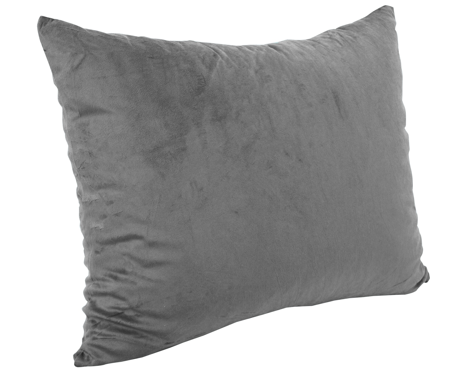 Travesseiro cinza com textura aveludada