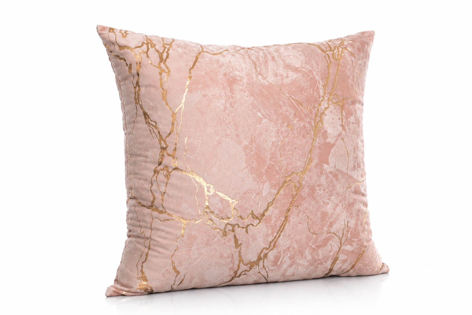 Almofada decorativa rosa com padrão dourado