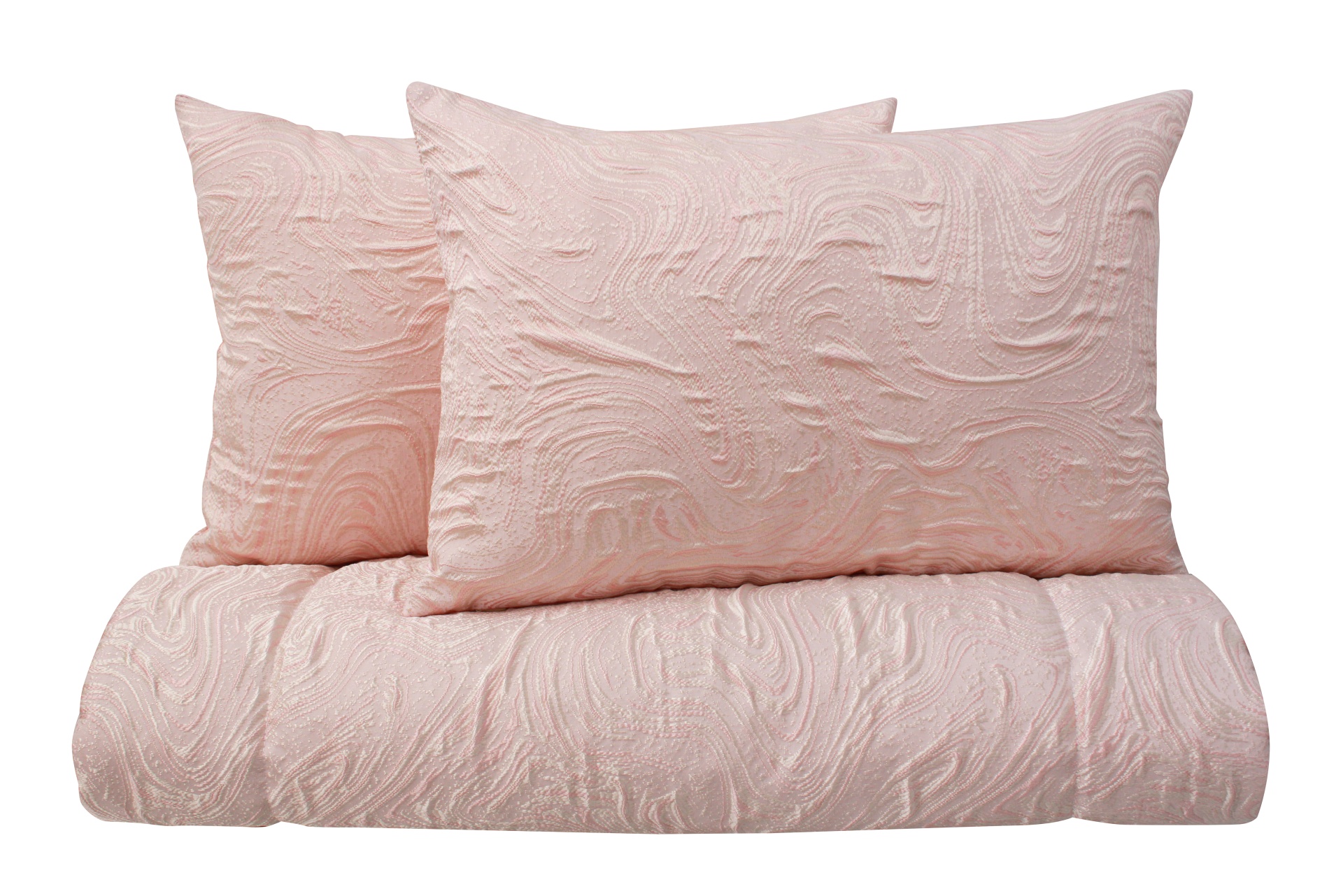 Conjunto de ropa de cama rosa claro con patrón texturizado
