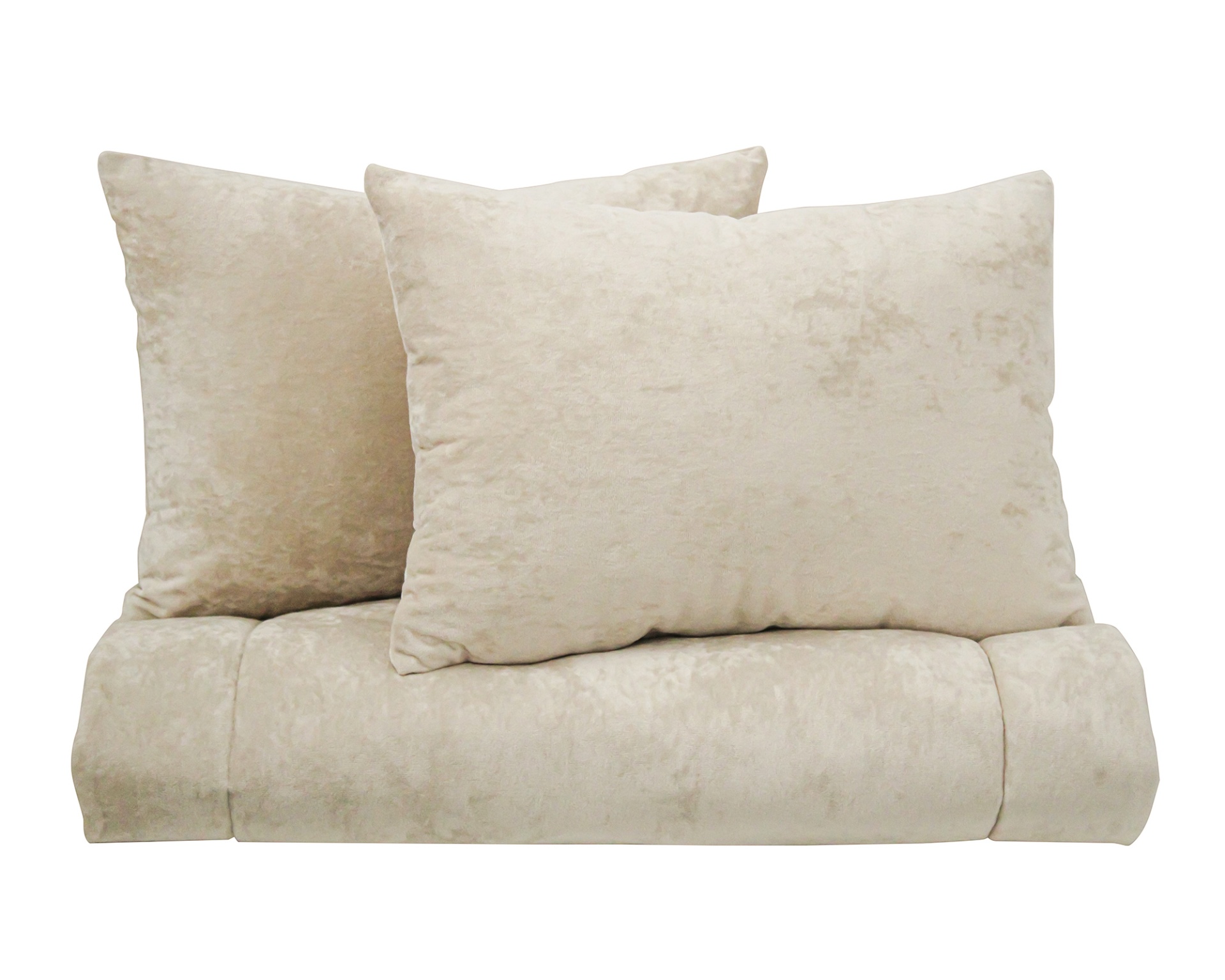 Conjunto de almofadas e cobertor bege claro