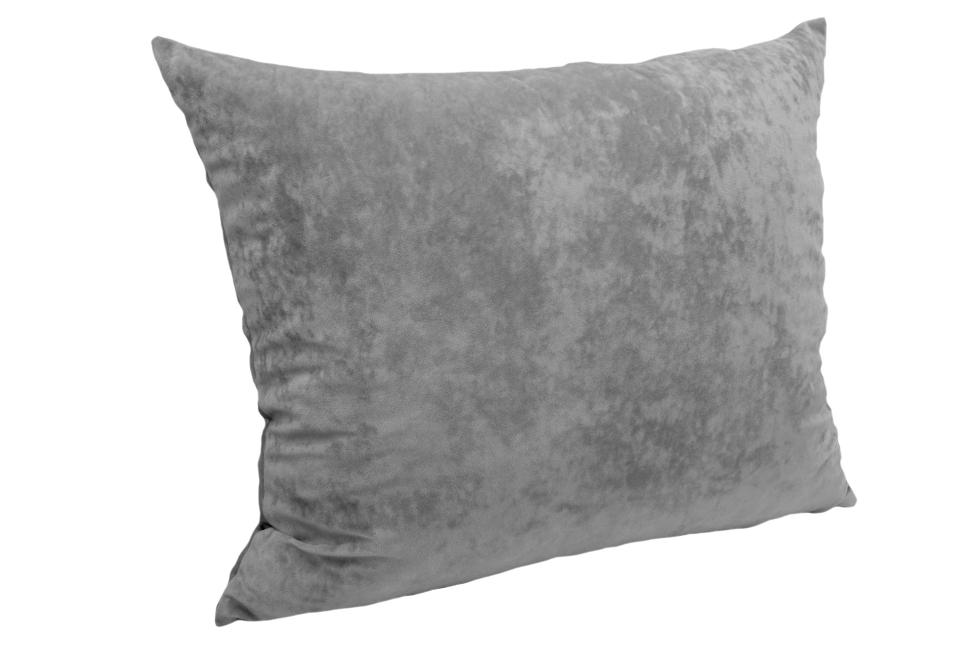 Almofada retangular cinzenta com textura aveludada
