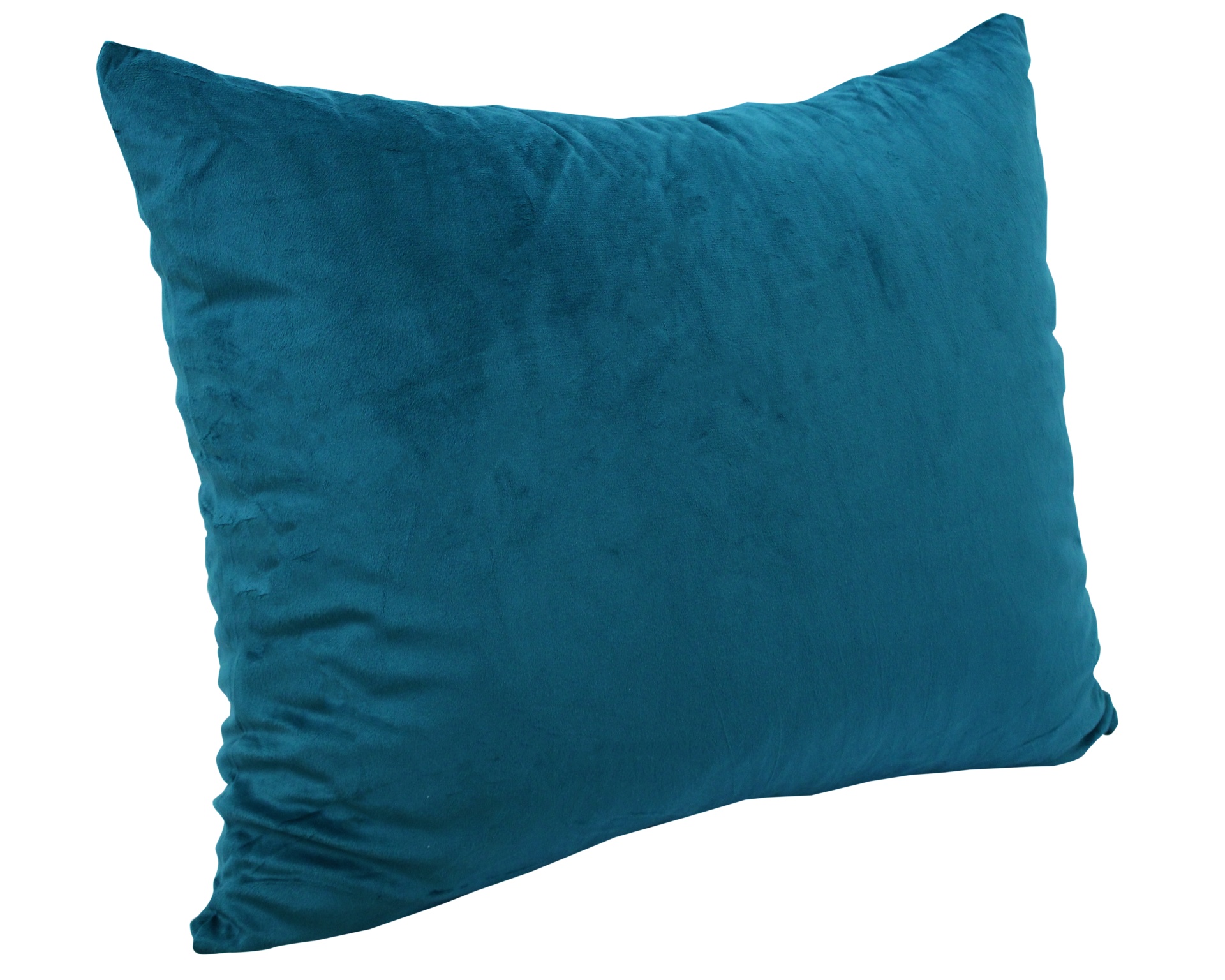 Travesseiro quadrado azul turquesa em tecido aveludado