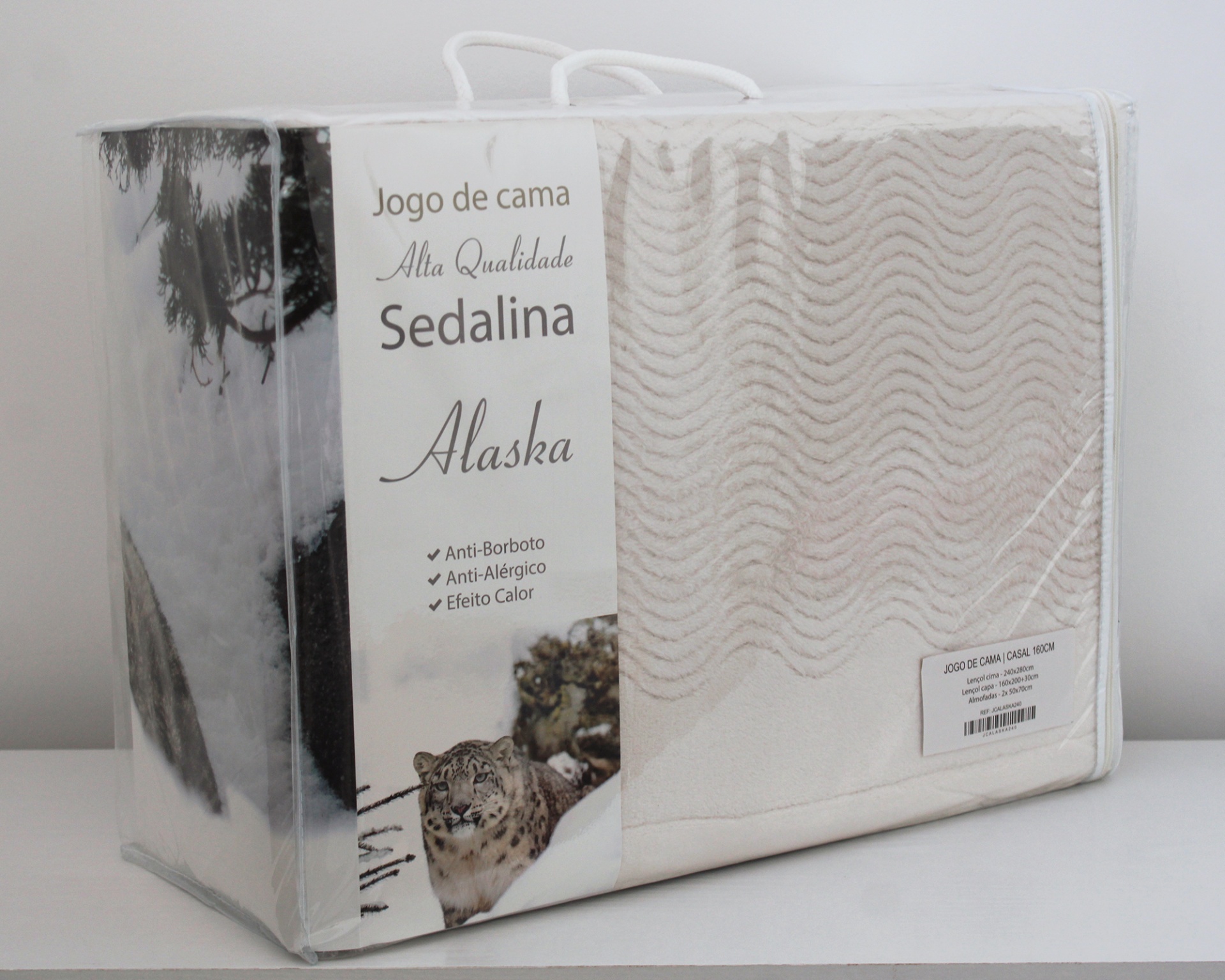 Jogo de cama Sedalina Alaska embalagem transparente com padrão ondulado bege