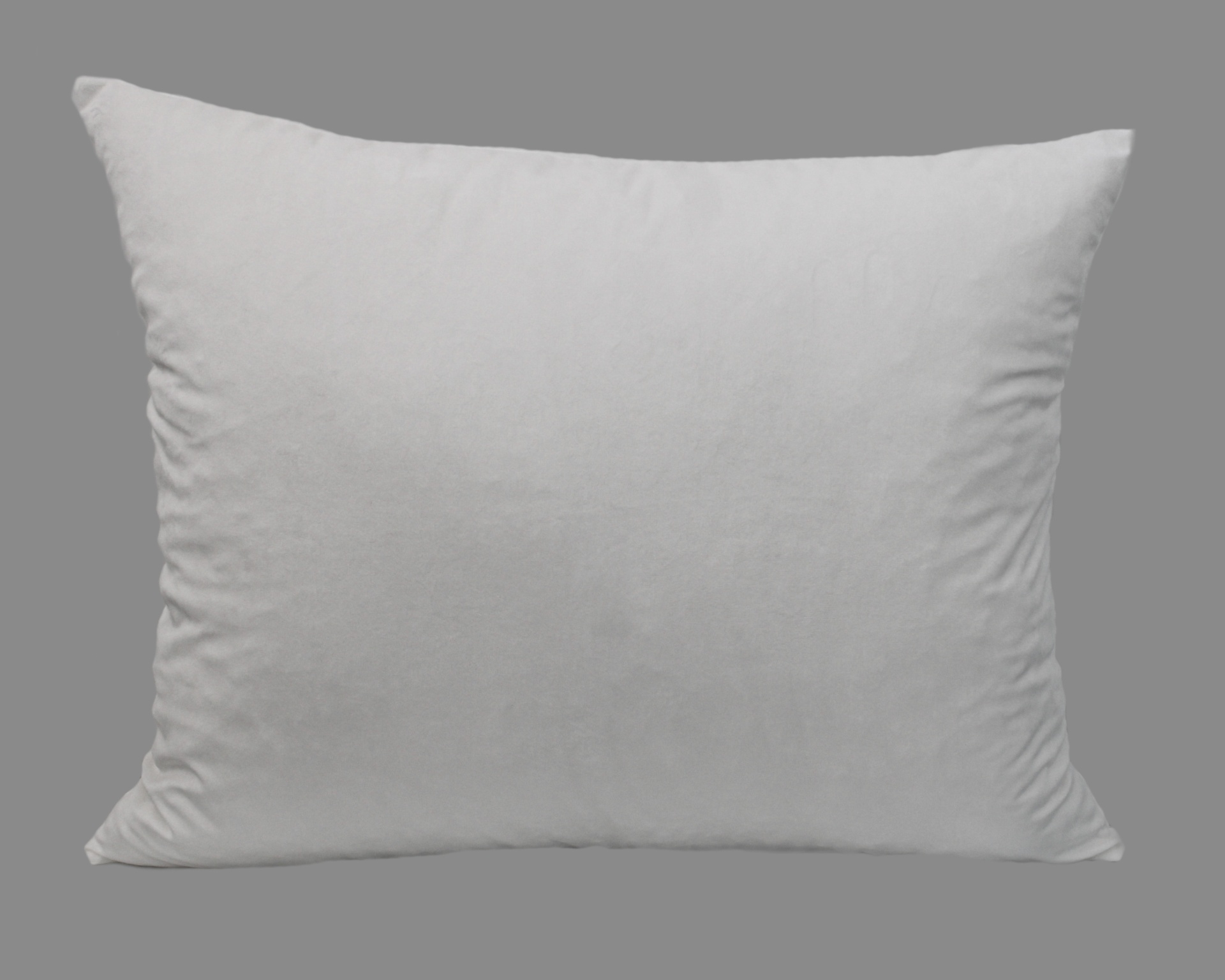 Almofada retangular branca em tecido liso em fundo cinzento