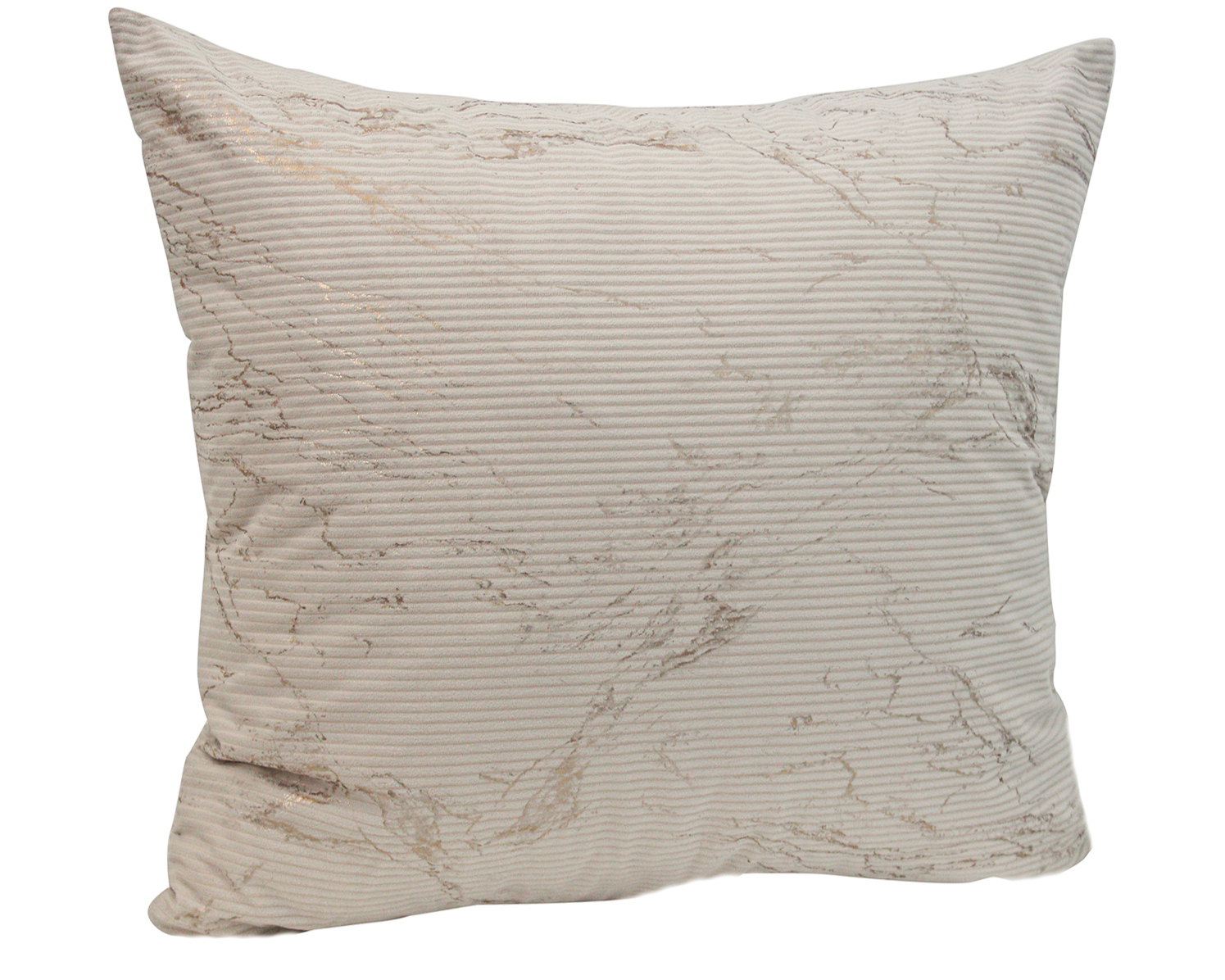 Almofada quadrada com padrão riscado bege e castanho claro