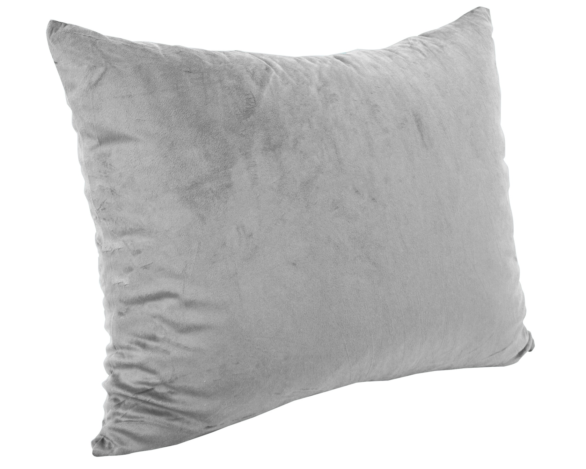 Travesseiro cinzento macio sobre fundo branco