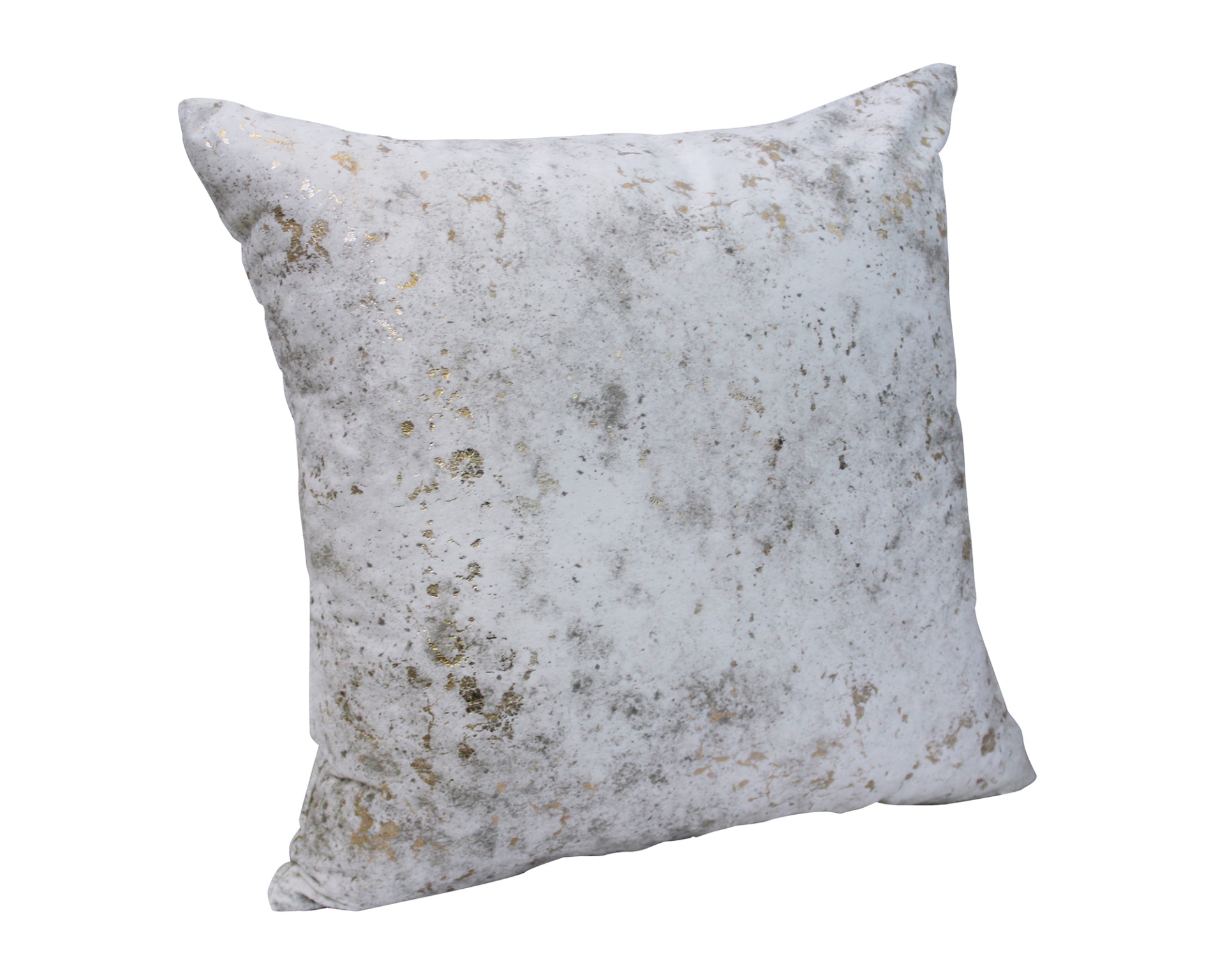Almofada quadrada cinza com padrão manchado bege