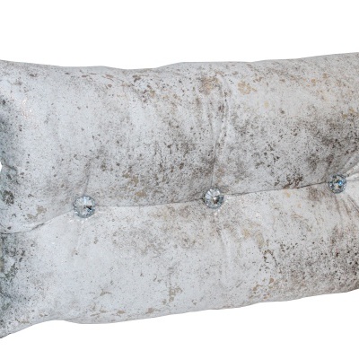 Almofada retangular cinzenta prateada com botões brilhantes