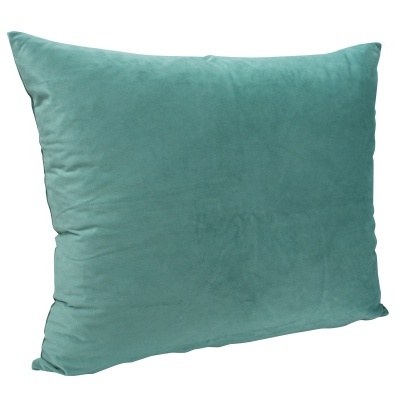 Almofada quadrada verde-azulado em tecido aveludado