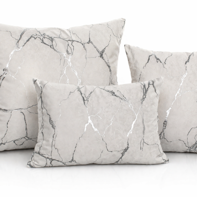 Conjunto de três almofadas cinzentas com padrão mármore