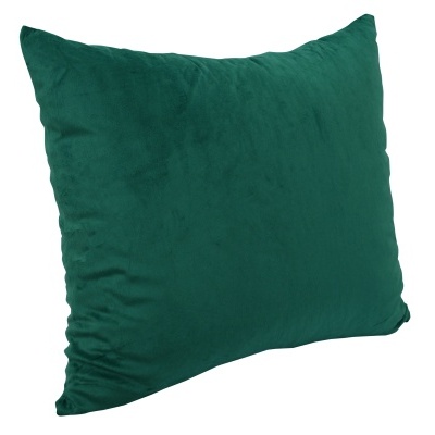 Almofada verde escura quadrada com textura aveludada