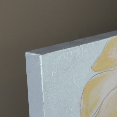 Tela de pintura em tela esticada com cores branco e amarelo