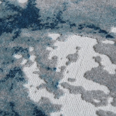Tapete em padrão abstrato azul, cinzento e branco
