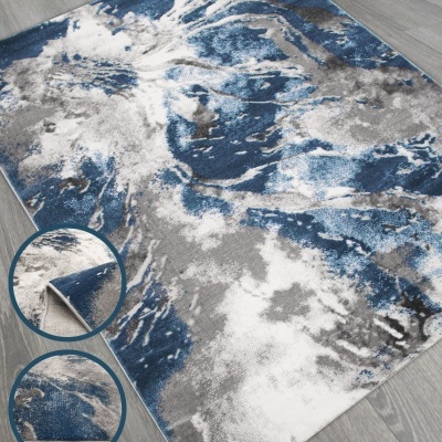 Tapete moderno com padrão abstrato azul, cinza, branco e preto