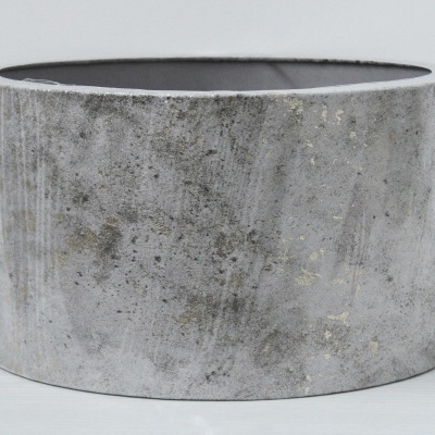 Vaso cilíndrico cinza com manchas douradas