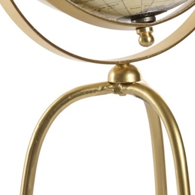 Globo terrestre decorativo dourado com base tripé