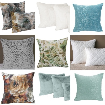 Conjunto de almofadas decorativas em várias cores e padrões