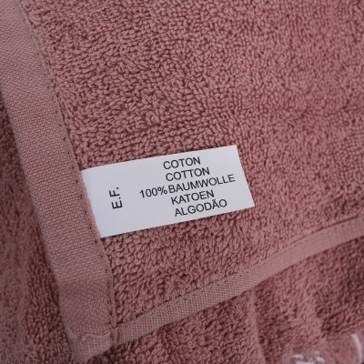Toalha de banho rosa com etiqueta de algodão 100%