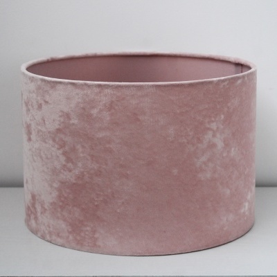 Abajur cilíndrico veludo rosa claro