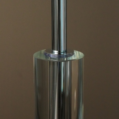 Dispenser transparente cilíndrico com tampa metálica prateada