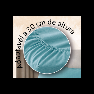 tecido azul turquesa com elástico adaptável a 30 cm de altura