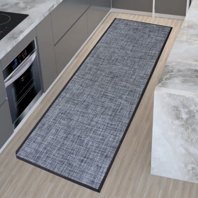 Tapete cinzento retangular com padrão na cozinha