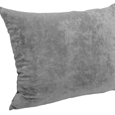 Almofada retangular cinzenta com textura aveludada