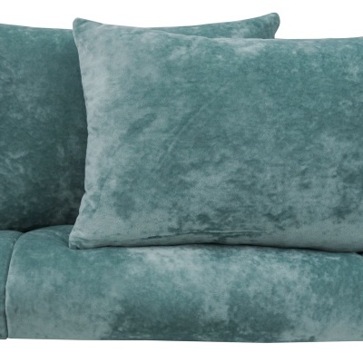 Conjunto de roupa de cama azul esverdeado com duas almofadas e lençol